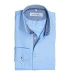 Button-Down Dress Shirt // Light Blue Jacquard (L)