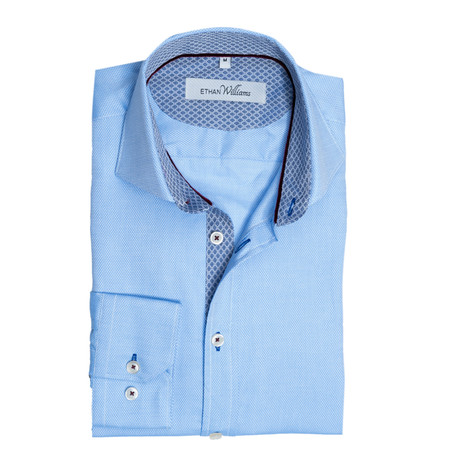 Button-Down Dress Shirt // Light Blue Jacquard (S)