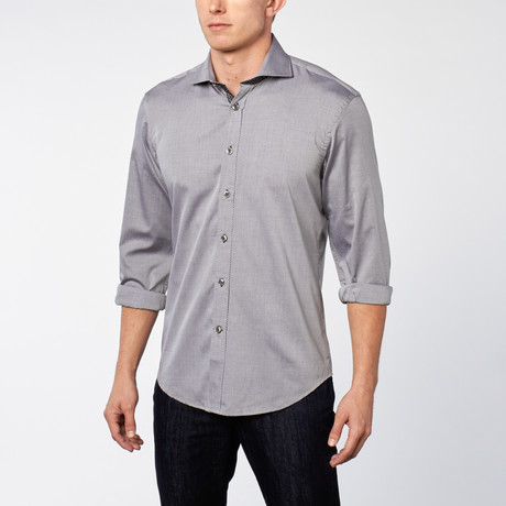 Button-Down Dress Shirt // Light Grey Dot (S)