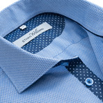 Button-Down Dress Shirt // Light Blue Dot (L)