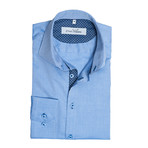 Button-Down Dress Shirt // Light Blue Dot (XL)