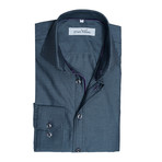 Button-Down Dress Shirt // Charcoal Houndstooth (L)