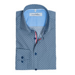 Button-Down Dress Shirt // Navy + Light Blue (2XL)