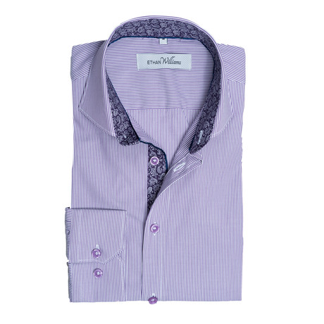 Button-Down Dress Shirt // Purple Stripe (S)