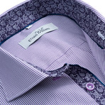 Button-Down Dress Shirt // Purple Stripe (L)