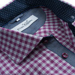 Flannel Button-Up // Grey + Raspberry Check (L)