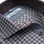 Flannel Button-Up // Grey + Brown Check (L)