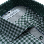 Flannel Button-Up // Grey + Green Check (XL)