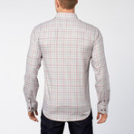 Flannel Button-Up // Light Grey + Red Check (L)