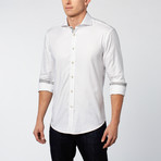 Dress Shirt // White + Black (M)