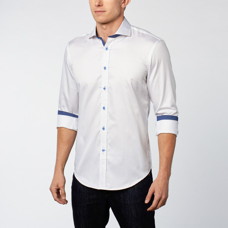Ethan Williams // Dress Shirt // White + Blue (S)