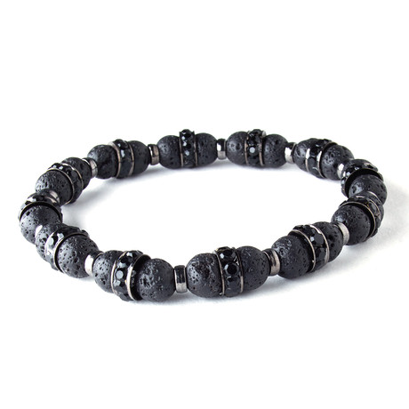 Double Lava Bead Bracelet // Black