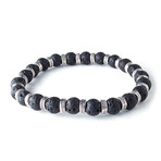 Lava Bead Bracelet // Silver + Black