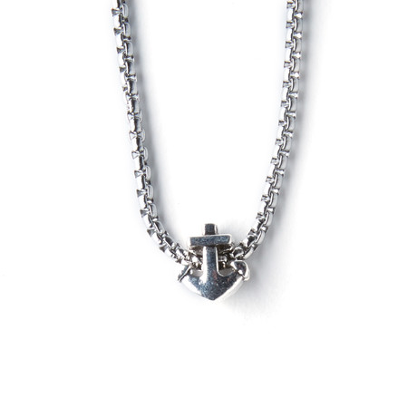 Metal Small Anchor Necklace // Silver