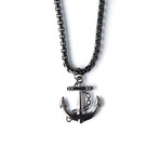 Anchor Stainless Steel Necklace // Black