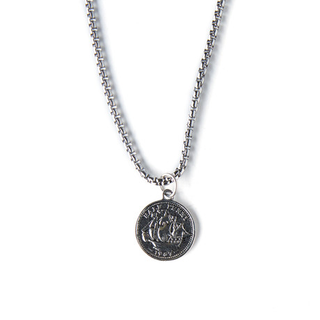 Metal Coin Necklace // Silver