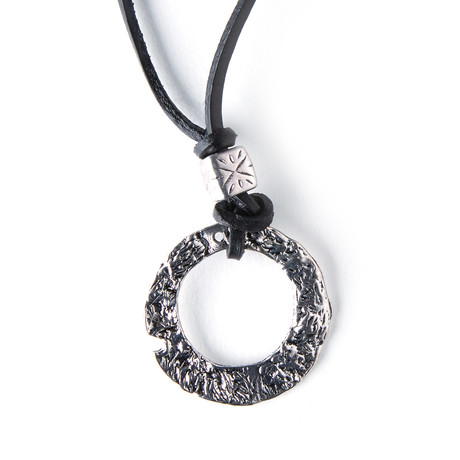 Leather Disc Necklace // Black