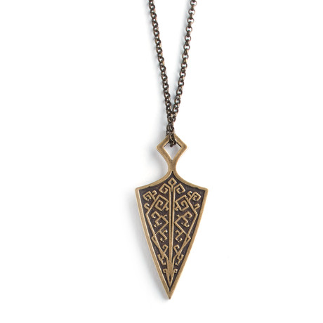 Metal Shield Necklace // Gold