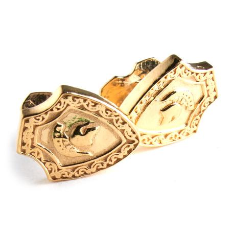 Knight Shield Cufflinks // Gold