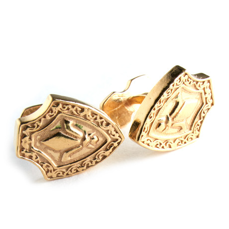 Crest Shield Cufflinks // Gold