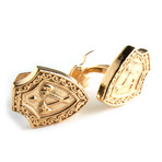 Axe Shield Cufflinks // Gold