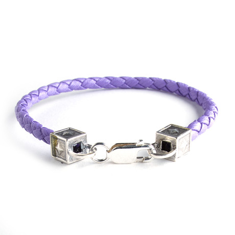 Equestrian Leather Bracelet // Purple + Silver