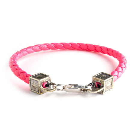 Equestrian Leather Bracelet // Pink + Silver