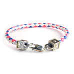 Equestrian Leather Bracelet // Pink + White + Silver