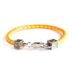 Equestrian Leather Bracelet // Orange + Yellow + Silver