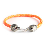 Equestrian Leather Bracelet // Orange + Silver