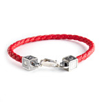 Equestrian Leather Bracelet // Fire Red + Silver