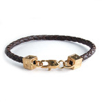 Equestrian Leather Bracelet // Dark Brown + Gold