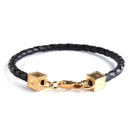 Equestrian Leather Bracelet // Black + Gold