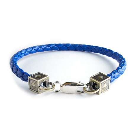 Equestrian Leather Bracelet // Blue + Silver