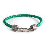 Equestrian Leather Bracelet // Green + Silver