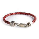 Equestrian Leather Bracelet // Dark Red + Silver