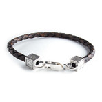 Equestrian Leather Bracelet // Dark Brown + Silver