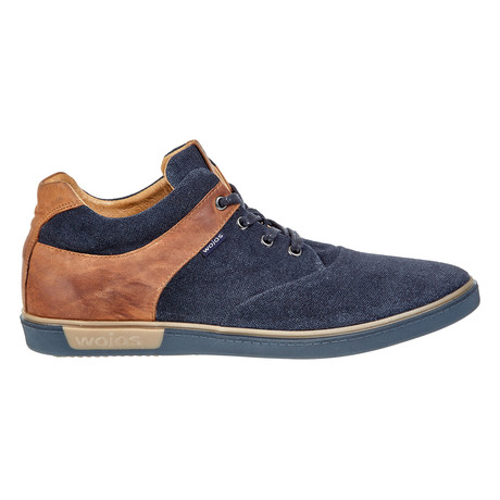 Velour Leather + Leather Sneaker // Dark Blue + Light Brown (Euro: 40)