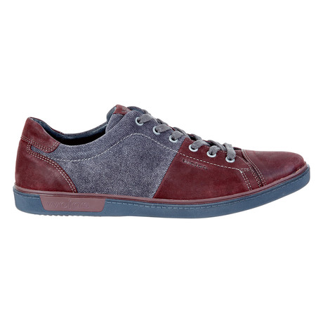 Leather + Velour Leather Sneaker // Dark Red + Grey (Euro: 40)