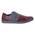 Leather + Velour Leather Sneaker // Dark Red + Grey (Euro: 45)