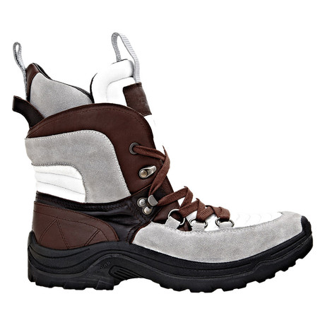 Velour Leather Trekking Boot // White + Brown (Euro: 40)