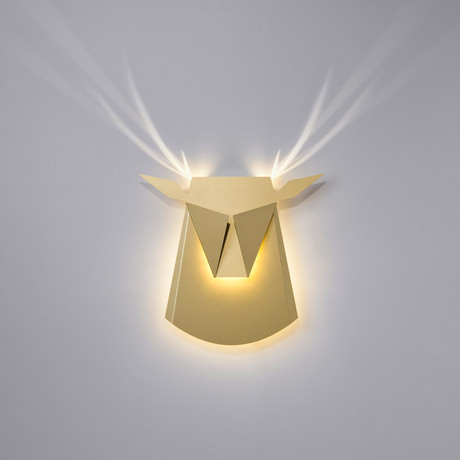 Aluminium Deer Head LED Light // Gold (Hardwire)