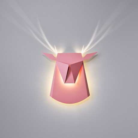 Aluminium Deer Head LED Light // Pink (Plug)