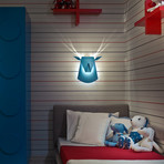 Aluminium Deer Head LED Light // Blue (Plug)