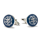 Scottish Lion Cufflinks // Blue + Silver