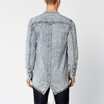 High-Low Fishtail Button Down // Blue Denim (2XL)