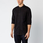 High-Low Fishtail Button Down // Black Denim (XL)