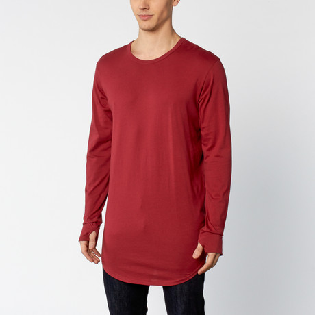 Packs Long Sleeve High-Low Tall Tee // Oxblood (S)