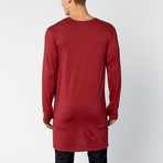 Packs Long Sleeve High-Low Tall Tee // Oxblood (L)