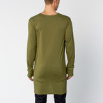 Packs Long Sleeve High-Low Tall Tee // Dark Olive Darb (M)